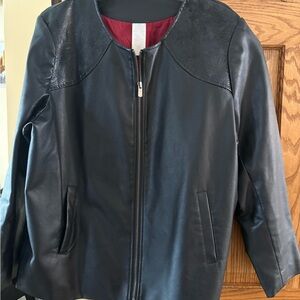 Black Leather Vegan Women's Jacket 1X